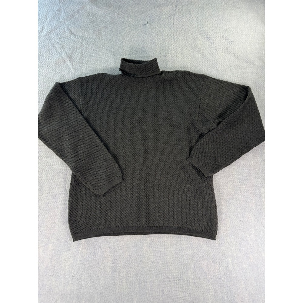 Joseph & Lyman Mens Large Charcoal Gray Textured Turtleneck Sweater Italy